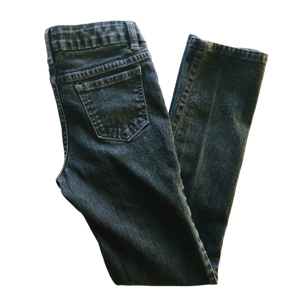 Faded Glory Girls Black Denim Jeans Size 12S Slim Fit Adjustable Waist 24x25